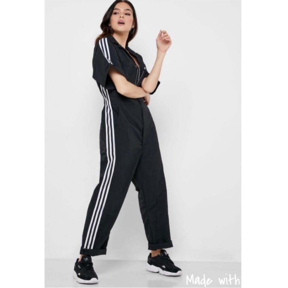 adidas Black Jumpsuit with White Three-Stripe Detail - Picture 2 of 12